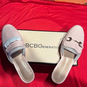 BCBG Pale pink slip ons